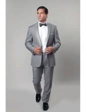  Mens 1 Button Slim Fit Gray Prom Outfit suit Flat Front Pants
