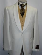  Ivory Dinner Jacket Shawl Collar Formal Wear  One Button 