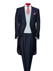 Mens Dark Navy Blue Suit For Men 1 Button Mohair And Wool
