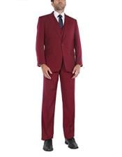  Mens 1 button suits vest peak lapel Red suits pleated pants 
