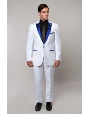  Slim Tux White with royal blue