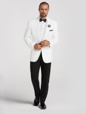  Dinner Jacket Blazer Sport coat White Tuxedo Shirt & BowTie Black