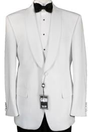  Mens One Button 100% Luxurious Microfiber Fabric White Dinner Jacket 