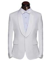  Mens White Shawl Lapel 1 Button Classic Fit Dinner Jacket