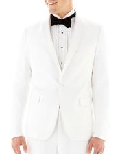 Slim Fit Shawl Lapel 1 Button White Tuxedo Jacket