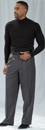  Pacelli Charcoal Pleated Baggy Fit Dress Pants Mens Wide Leg Trousers