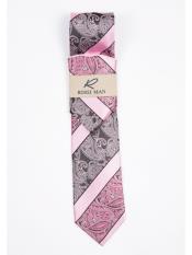  Pink/Grey Bold Striped With
