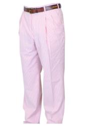  Seersucker Pink Pant Flat Front Only