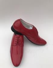  Mens Plain Toe Lace Up Style Red formal Shiny Tuxedo Dress Shoe