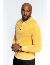  SKU#SM3321 Mens Sweater Polo Style Yellow