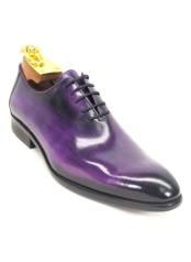  Carrucci Mens Purple Lace Up Style Genuine Calfskin Leather Oxford Shoes