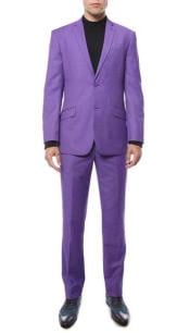  Mens Purple 2 Button Classic Slim Fit  Suit