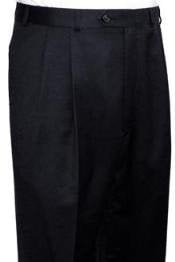  Trousers Black Pleated Pre Cuffed Bottoms