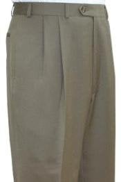  Super Quality Dress Slacks / Trousers Tan ~ Beige Pleated Pre-Cuffed Bottoms
