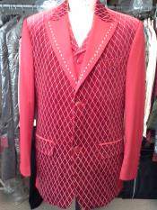  Mens Red & White Fashion Suit & Tuxedo looking Peak Lapel -