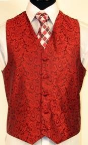  Red and Black Vest DRESS TUXEDO WEDDING Vest ~ Waistcoat ~ Waist