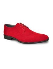  Mens Fashionable Red Tuxedo Lace Up Suede Velvet Fabric Shoe For Men
