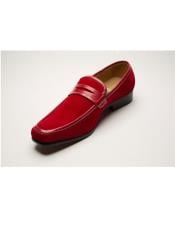  Mens Two Toned Red Slip-On Style Solid Fashionable Shoes - Red Mens Prom Shoe