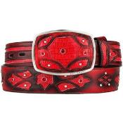  Mens Red Original Lizard Teju Skin Fashion Western Belt 