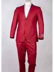  Lapel Red Slim Fit Two Button
