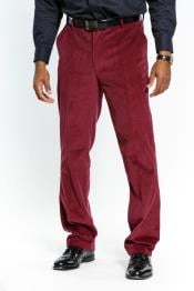  Mens Stylish Flat Front Red Wine Corduroy Formal Dressy Pant Available December/28/2020