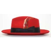  Mens Dress Hat Mens Red/Black Fedora