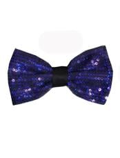  Sparkly Bow Tie Royal Blue Mens Polyester Sequin Bowtie