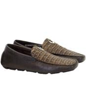  Mens Alligator Loafer Brown Dress Shoe Mens Sanded Brown Vestigium Genuine Caiman