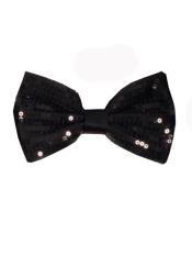  Black Polyester Sequin Bowties