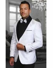  Style#-B6362 Mens White Two Toned Paisley Shawl Lapel Entertainer Singer Blazer Jacket