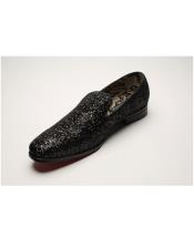  Mens Shiny Slip On Fashionable Black Glitter ~ Sparkly Shoes Sequin Shiny