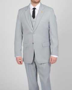  Mens Silver Two Button Vested Suit 