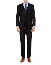  Mens  2 Button Black Slim Fit 3 Piece Suits (Buy Wholesale