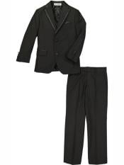  Piece Notch Lapel Kids Sizes Black Tuxedo Suit Perfect For boys