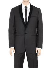  Mens One Button Tuxedo Velvet Suit Velour Shawl Lapel Regular Fit Solid Black Suits