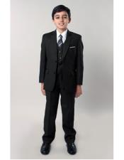  5 Piece Single Breasted Black Kids Sizes Suit Perfect For boys