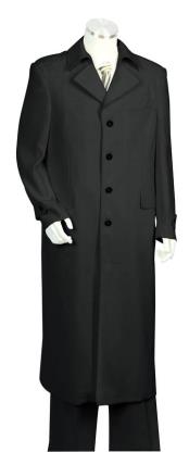  Mens Button Fastener  Trench Collar Zoot Suit Black