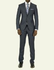  Mens Slate Blue Two Buttons  Skinny Suit 