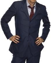  Mens Fully Lined 4 Button Blue Suit