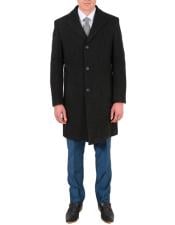  Mens Charcoal 3 Button Closure Overcoat Wool Mens Carcoat - Car Coat