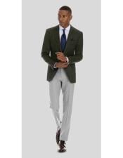  Style#-B6362 Mens Forest Green 2 Button Solid Pattern Wool Cheap Priced Designer