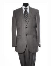  2 Button Gray Single Breasted Notch Lapel Vent Suit Online Discount Fashion Sale