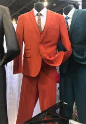  Mens Vittorio St Angelo Hot Red 2 Button Suit