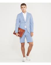  Shorts Set Pants Light Blue Summer Suit For Men