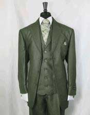  Mens Double Vents  3 Button  Olive Green Cheap Priced Business