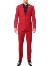  Mens Classic  Red Slim Fit 2 Piece Suit