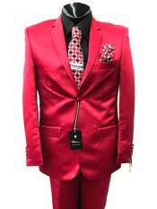  Mens Two Button Red Suit