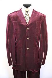 Mens   Burgundy ~ Maroon Suit  ~ Wine Zoot Suit Patch Pocket Burgundy Suit