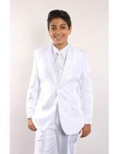  5 Piece Single Breasted White Kids Sizes Suit Perfect For boys