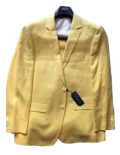  Single Breasted Two Buttons 100% Linen Modern Fit lined Yellow suit